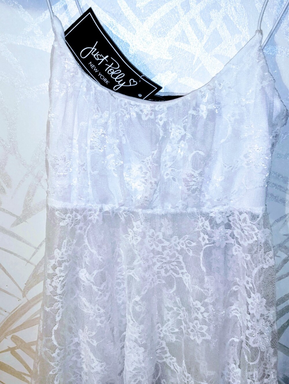 NWT Just Polly White Lace Spaghetti Strap Top Size Small